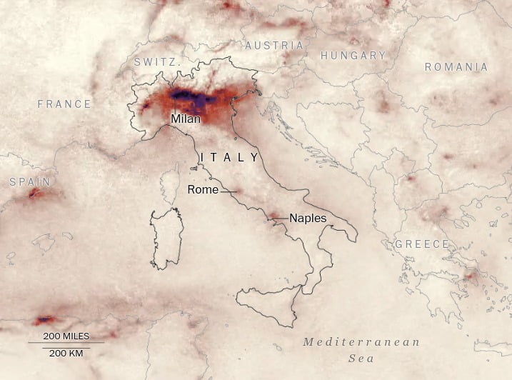 Pollution plummets in Italy as COVID19 brings travel to standstill