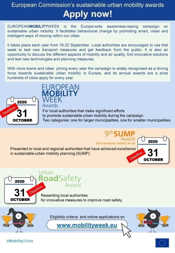 Last chance to apply for the EUROPEANMOBILITYWEEK, SUMP and EU Road Safety Awards!