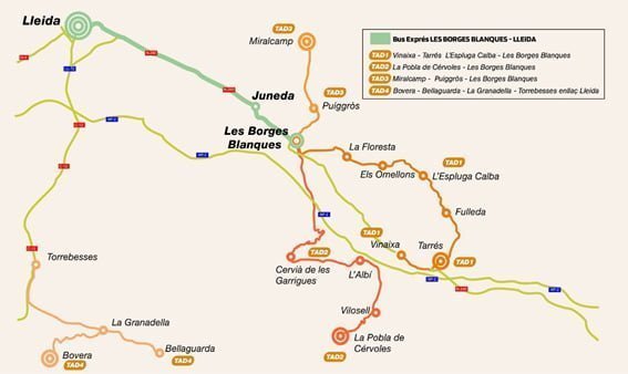 Catalonia adds new on-demand and express bus lines in the Lleida province