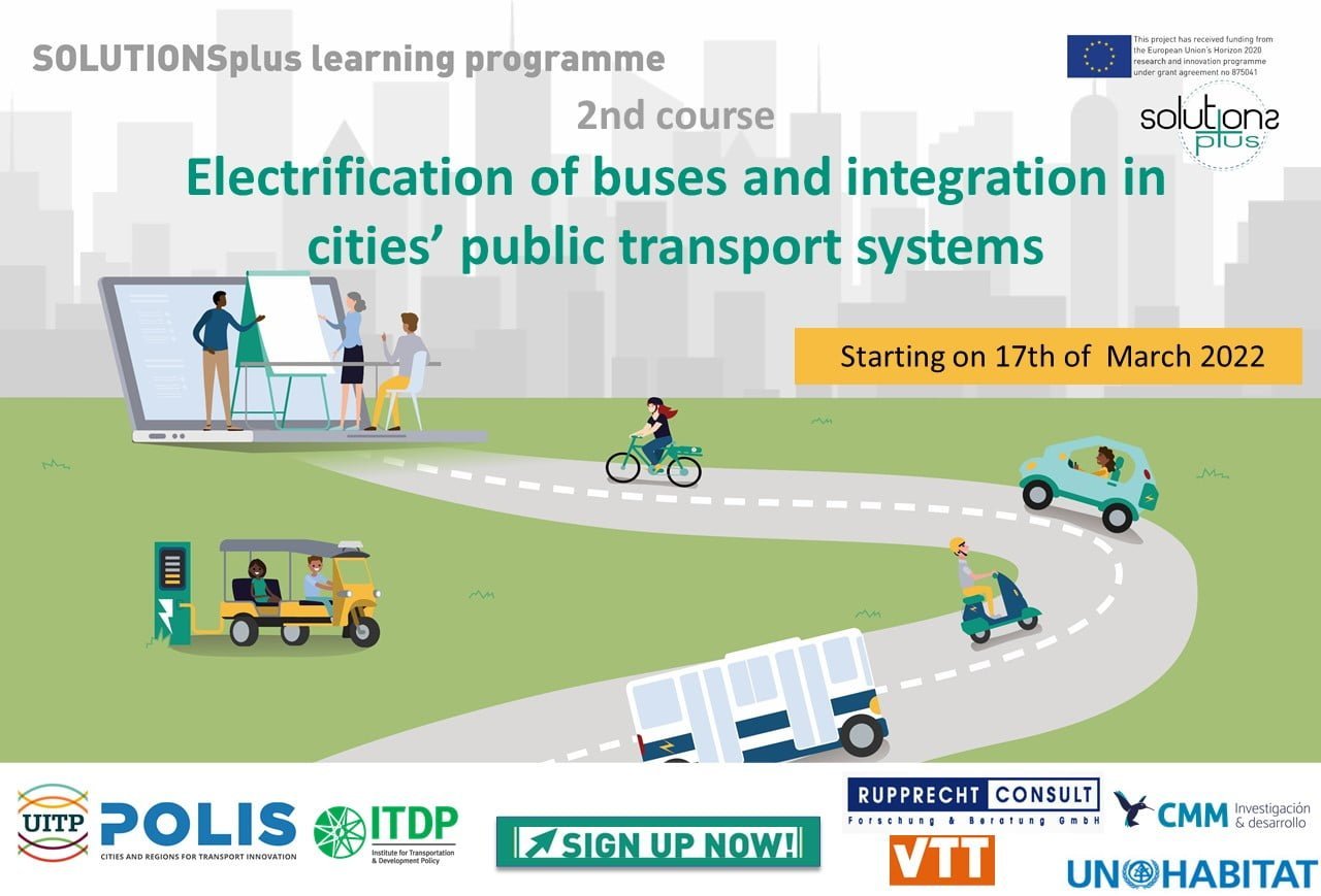 Join the SOLUTIONSplus e-course on the Electrification of buses and integration in cities’ public transport systems and our kick-off webinar!