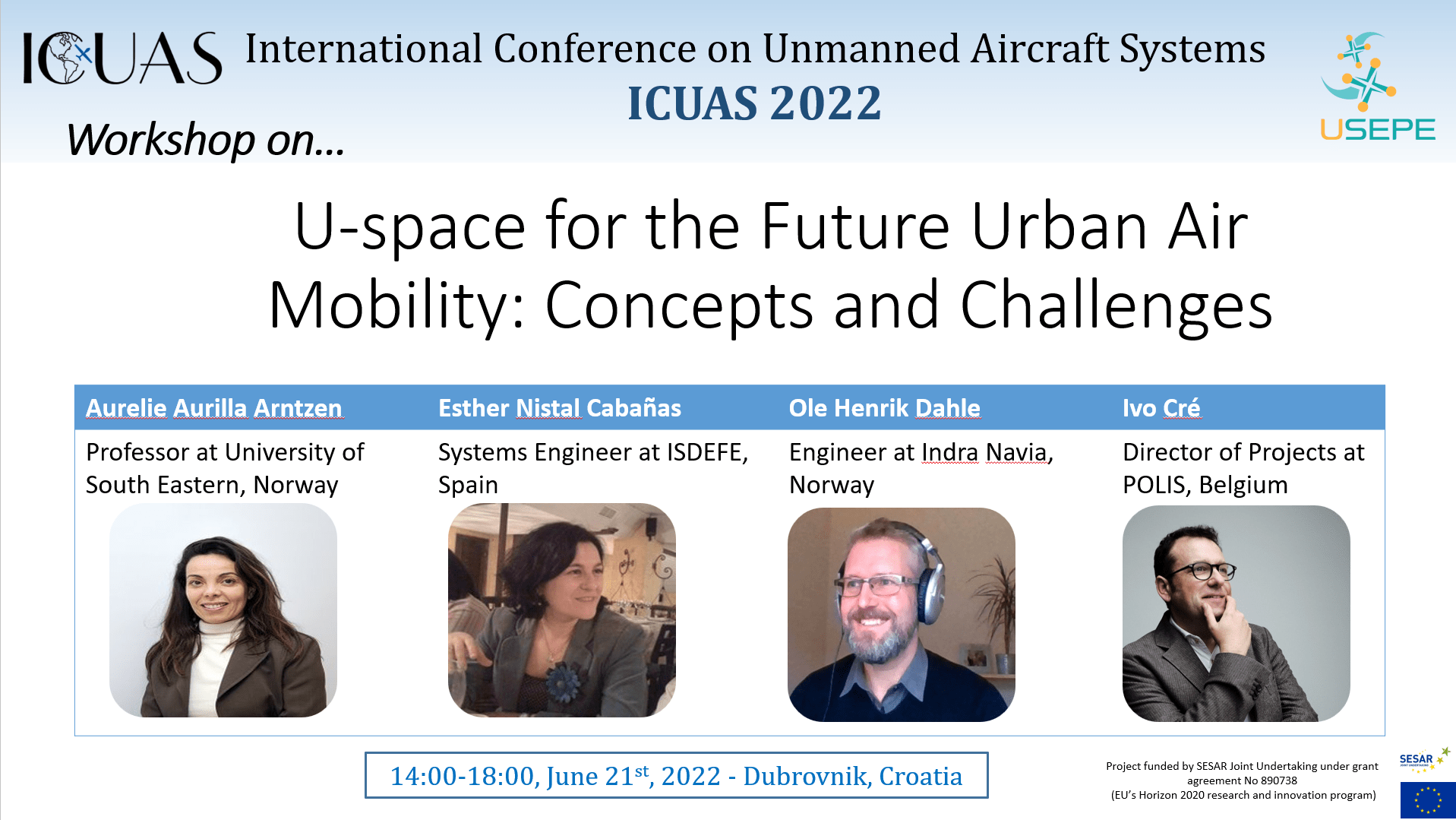 USEPE ICUAS 2022 Workshop on future Urban Air Mobility
