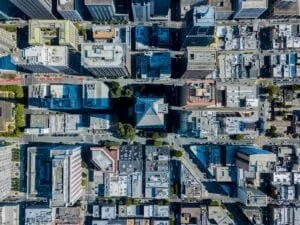 aerial view of high-rise buildings