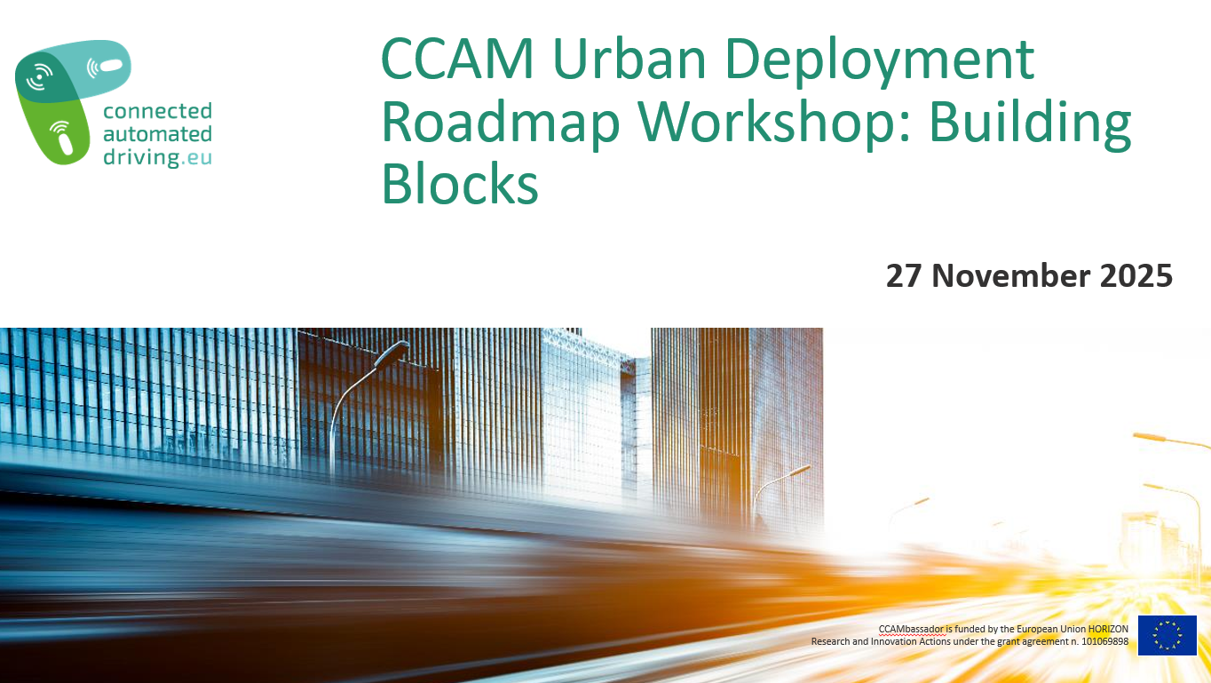 Second CCAM urban deployment roadmap workshop explores key building blocks